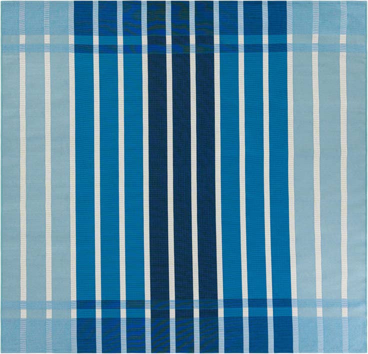 Detail image of 7' 10 x 7' 10 Easy-Clean Striped Indoor / Outdoor Square Rug