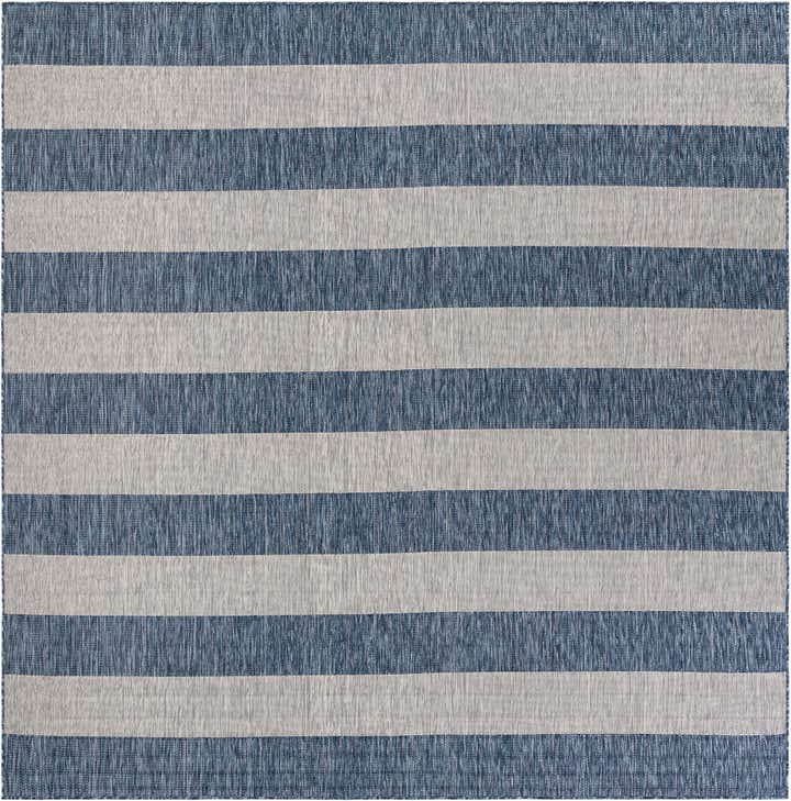 10' x 10' Easy-Clean Striped Indoor / Outdoor Square Rug