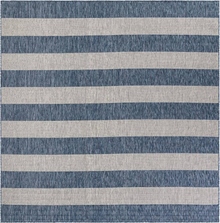 Detail image of 10' x 10' Easy-Clean Striped Indoor / Outdoor Square Rug