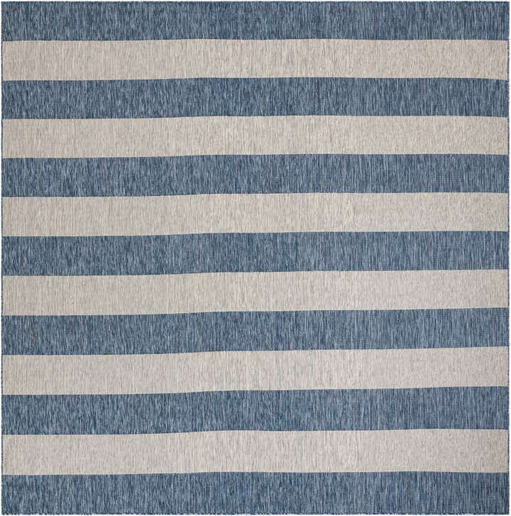 12' x 12' Easy-Clean Striped Indoor / Outdoor Square Rug