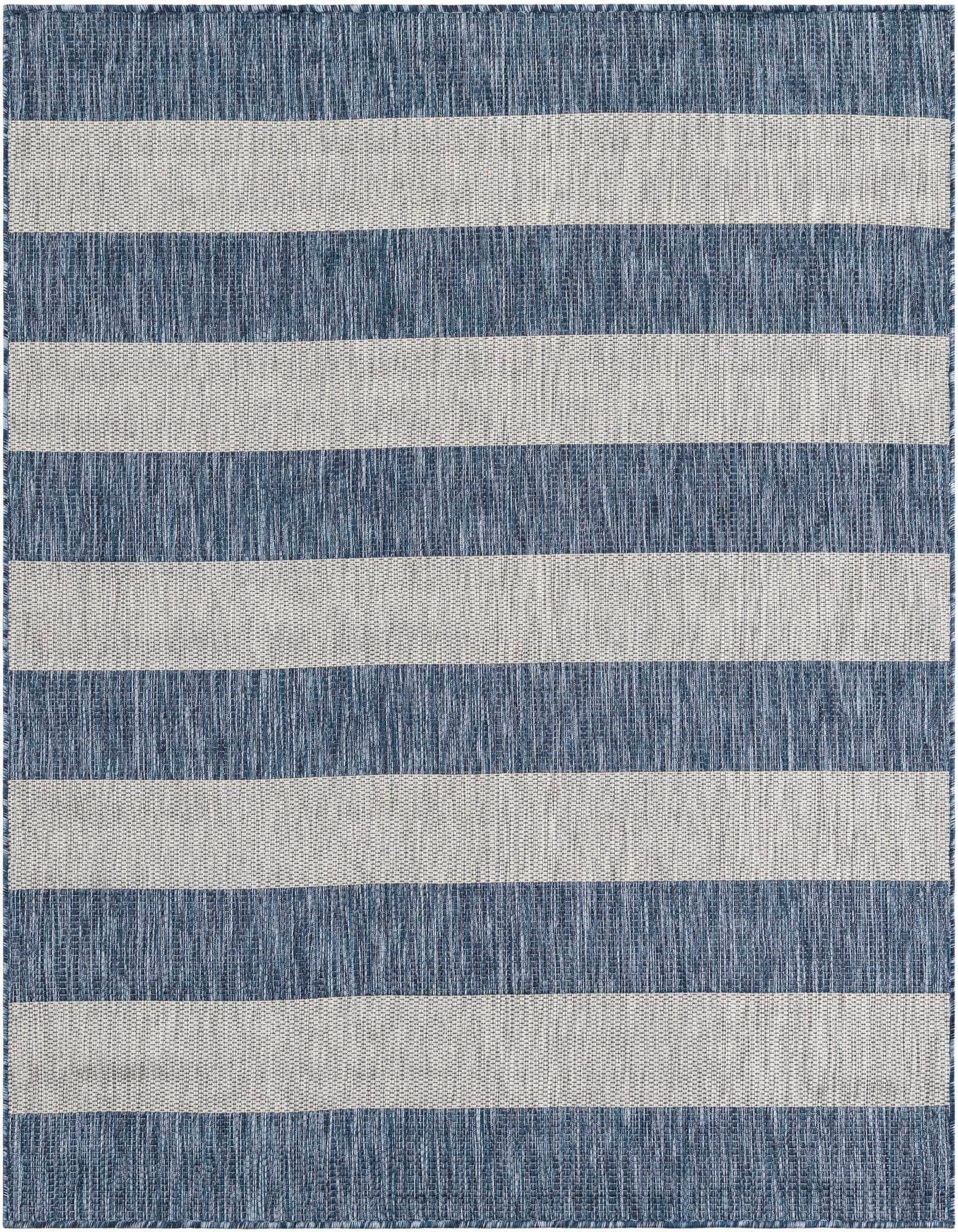 6' x 6' Easy-Clean Striped Indoor / Outdoor Square Rug
