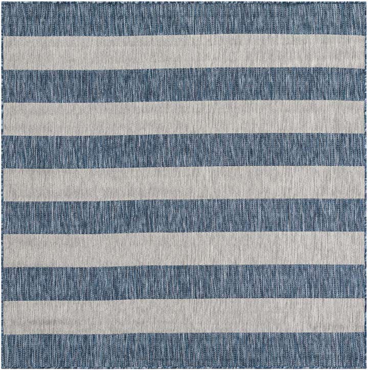 6' x 6' Easy-Clean Striped Indoor / Outdoor Square Rug