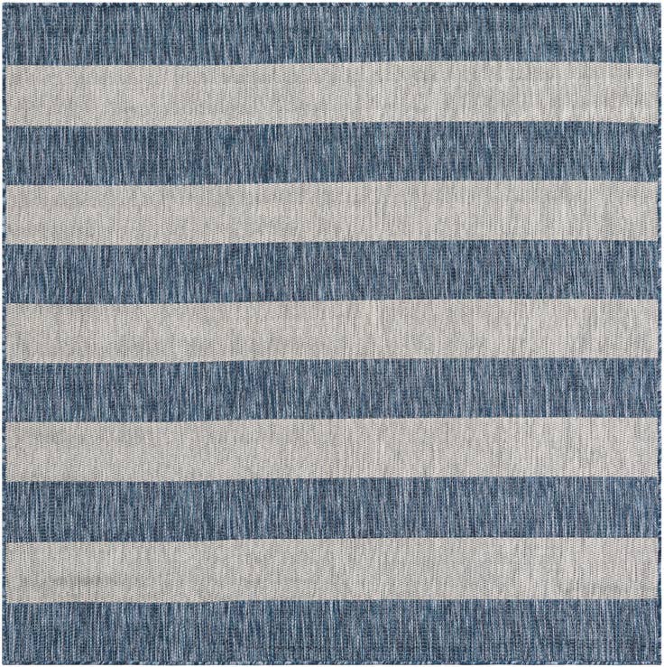 Detail image of 6' x 6' Easy-Clean Striped Indoor / Outdoor Square Rug