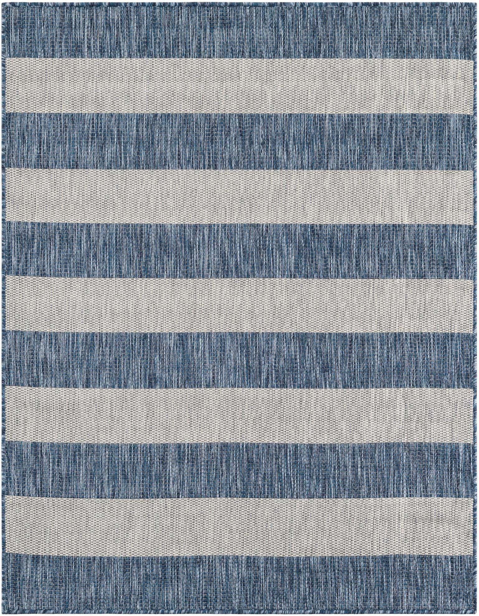 5' 3 x 5' 3 Easy-Clean Striped Indoor / Outdoor Square Rug