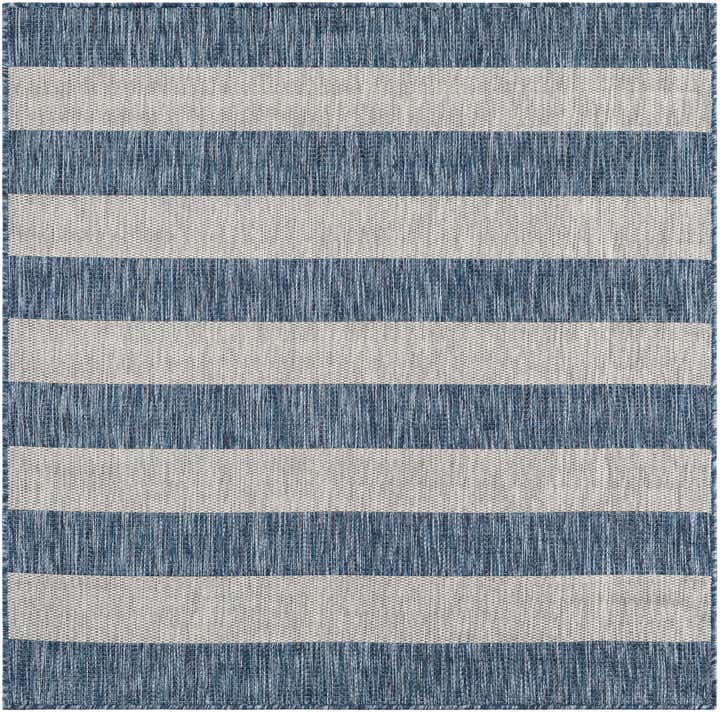 5' 3 x 5' 3 Easy-Clean Striped Indoor / Outdoor Square Rug