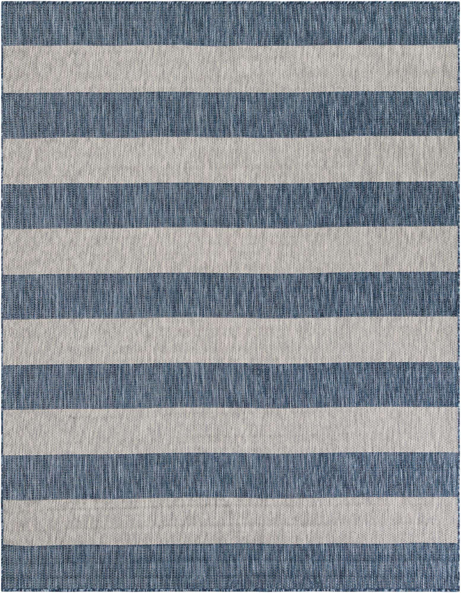 7' 10 x 7' 10 Easy-Clean Striped Indoor / Outdoor Square Rug