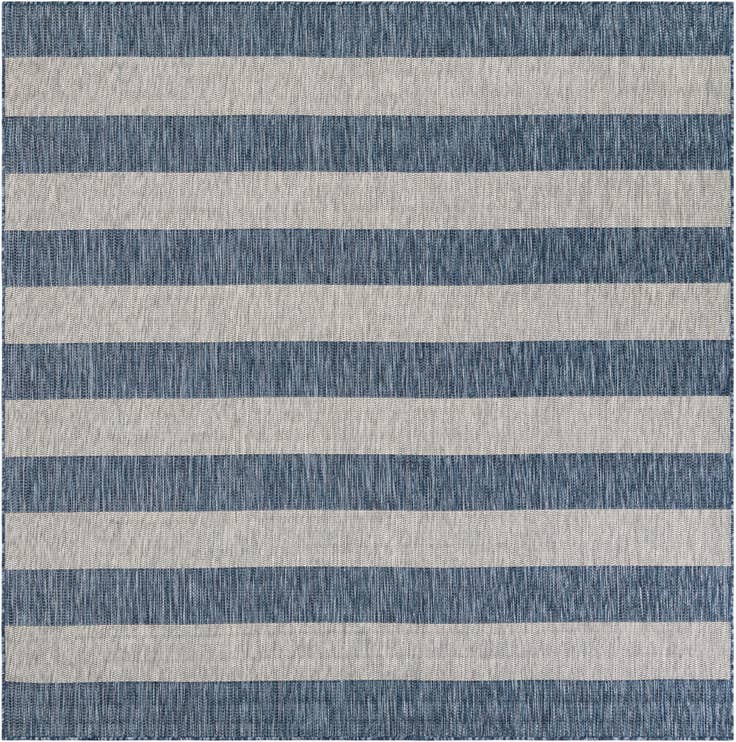 Detail image of 7' 10 x 7' 10 Easy-Clean Striped Indoor / Outdoor Square Rug