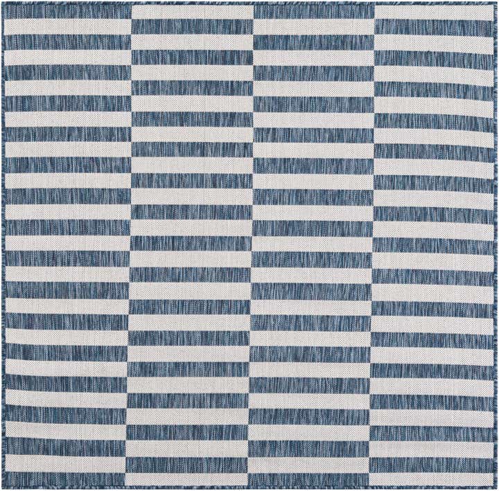 5' 3 x 5' 3 Easy-Clean Striped Indoor / Outdoor Square Rug