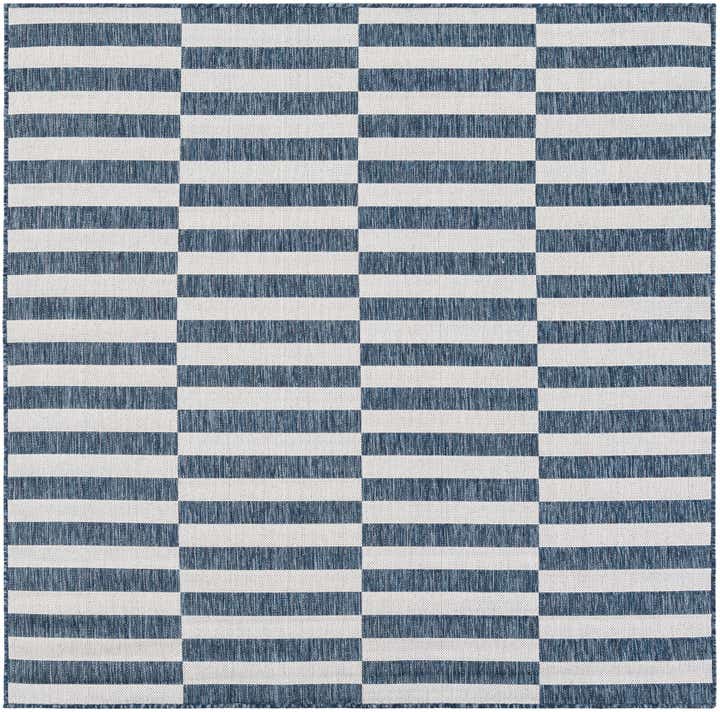 6' x 6' Easy-Clean Striped Indoor / Outdoor Square Rug