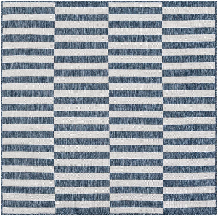 Detail image of 6' x 6' Easy-Clean Striped Indoor / Outdoor Square Rug