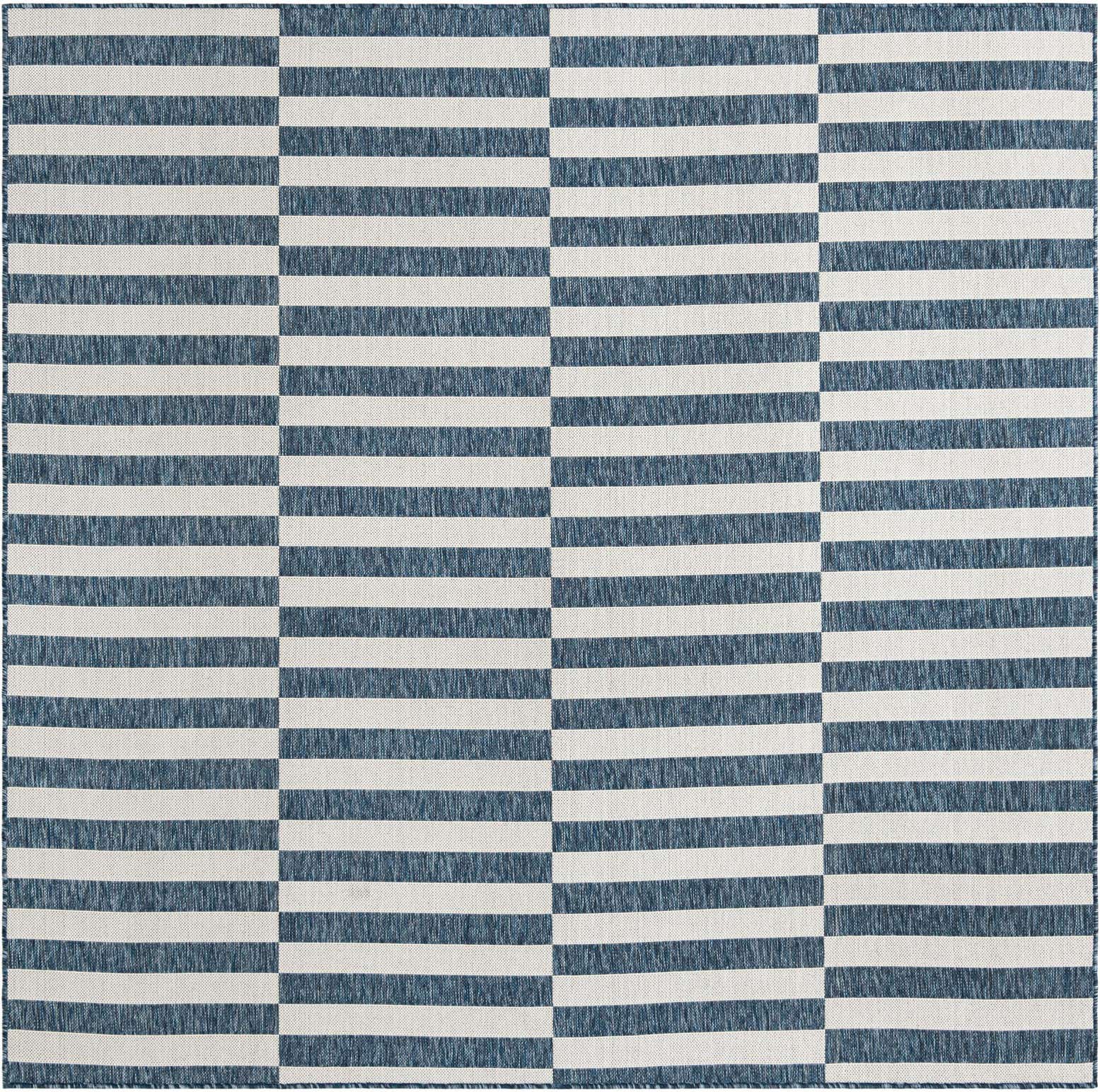 7' 10 x 7' 10 Easy-Clean Striped Indoor / Outdoor Square Rug