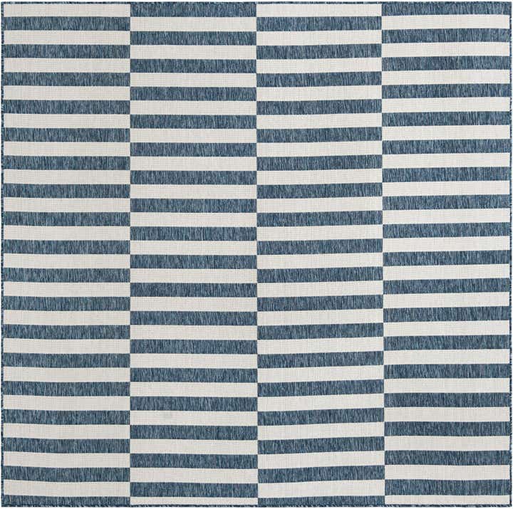 7' 10 x 7' 10 Easy-Clean Striped Indoor / Outdoor Square Rug