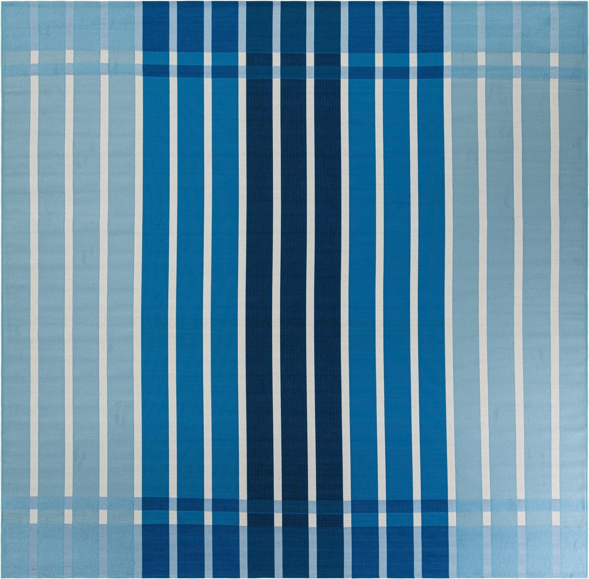10' x 10'  Washable Striped Indoor / Outdoor Square Rug