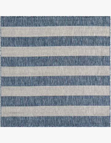 6' x 6' Easy-Clean Striped Indoor / Outdoor Square Rug