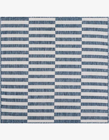 5' 3 x 5' 3 Easy-Clean Striped Indoor / Outdoor Square Rug
