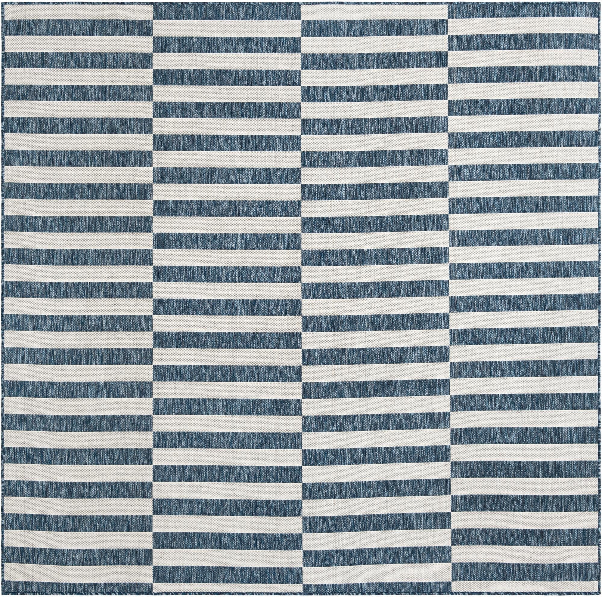 7' 10 x 7' 10  Washable Striped Indoor / Outdoor Square Rug