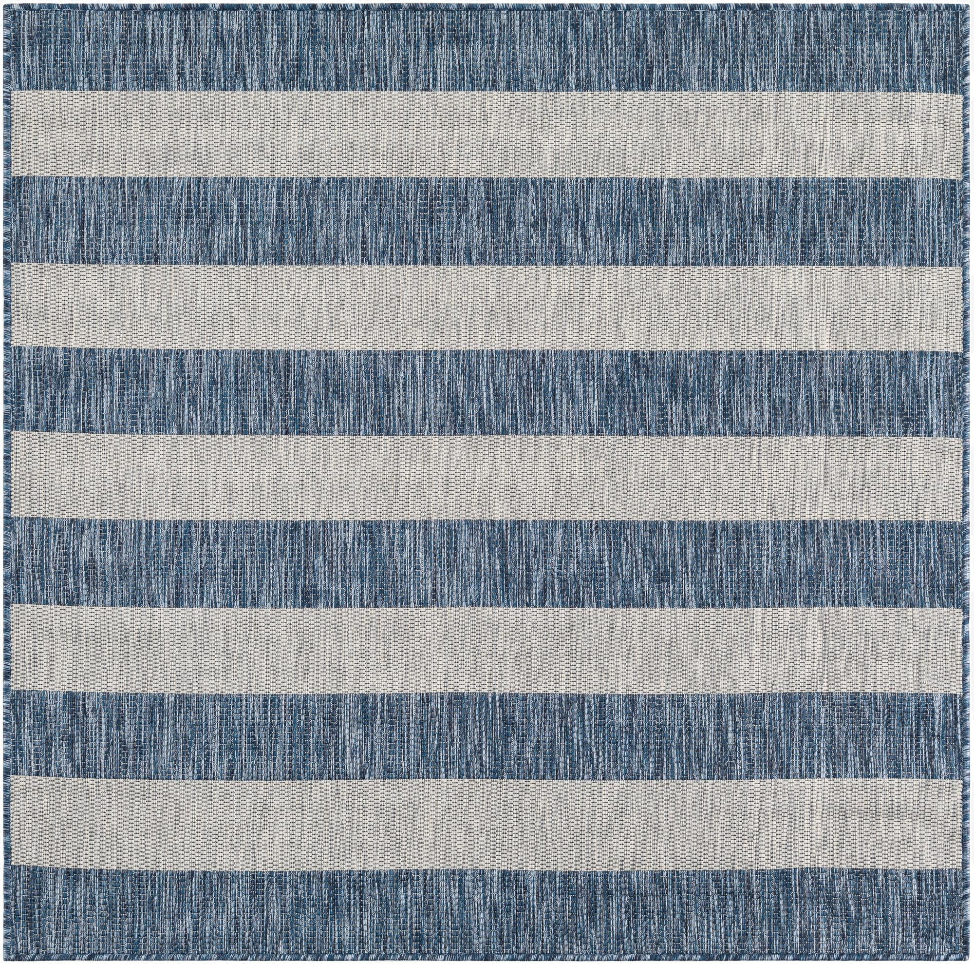 5' 3 x 5' 3  Washable Striped Indoor / Outdoor Square Rug