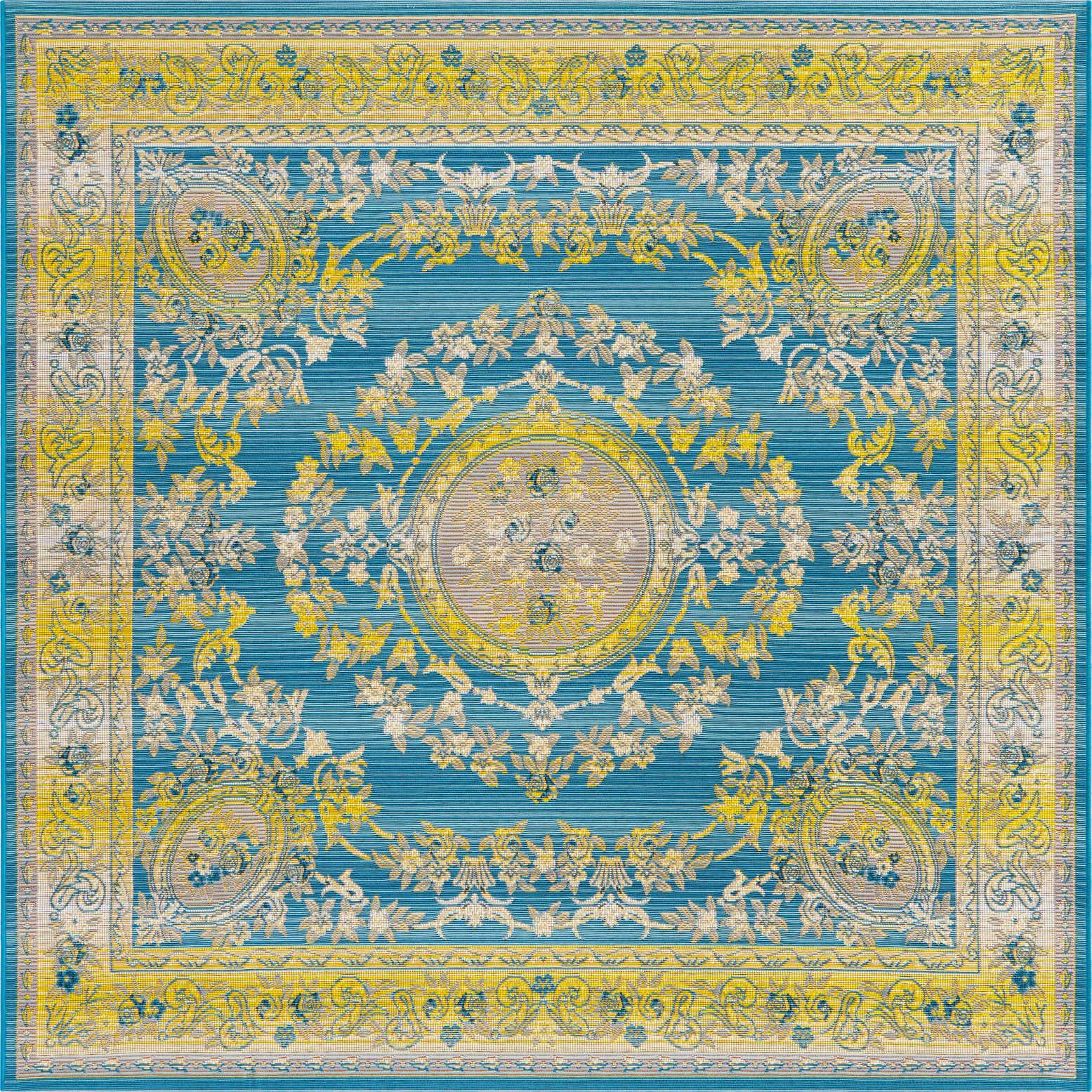6' x 6' Easy-Clean Traditional Indoor / Outdoor Square Rug