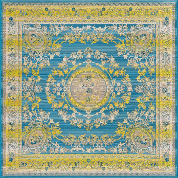 6' x 6' Easy-Clean Traditional Indoor / Outdoor Square Rug