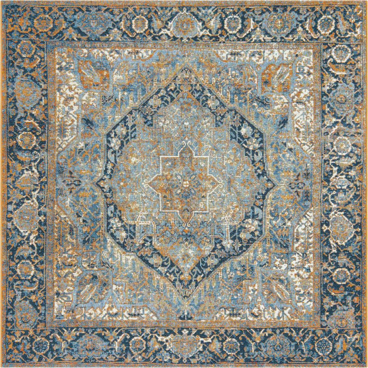 Detail image of 6' x 6' Easy-Clean Traditional Indoor / Outdoor Square Rug
