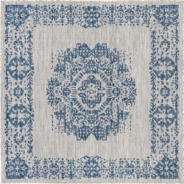 5' 3 x 5' 3 Easy-Clean Traditional Indoor / Outdoor Square Rug