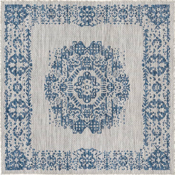 Detail image of 5' 3 x 5' 3 Easy-Clean Traditional Indoor / Outdoor Square Rug