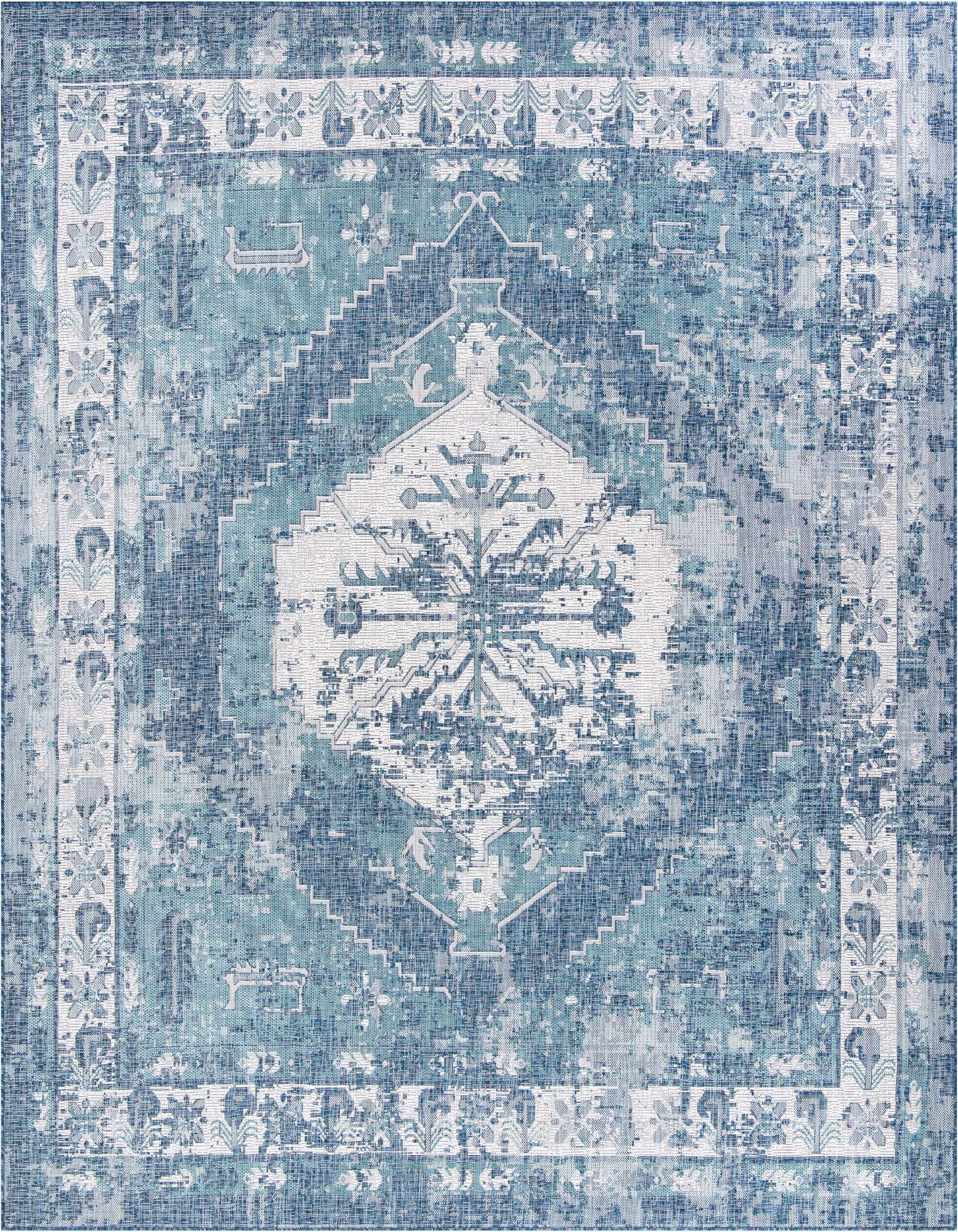 10' x 10' Easy-Clean Traditional Indoor / Outdoor Square Rug