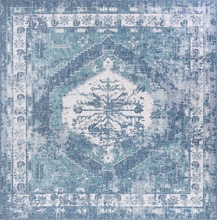 Detail image of 10' x 10' Easy-Clean Traditional Indoor / Outdoor Square Rug