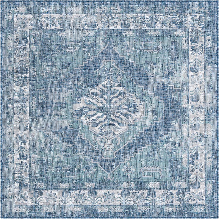 Detail image of 5' 3 x 5' 3 Easy-Clean Traditional Indoor / Outdoor Square Rug