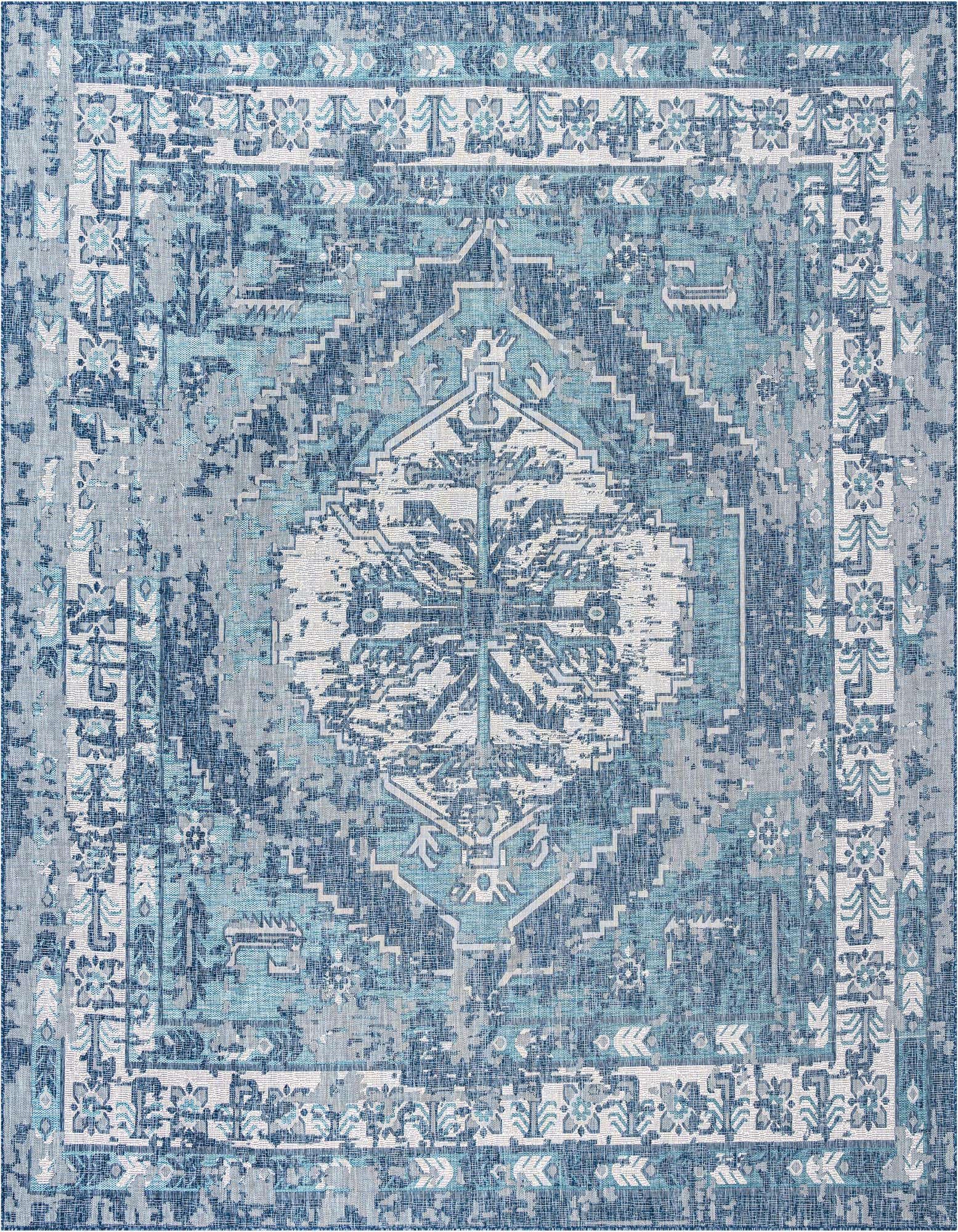 13' x 13' Easy-Clean Traditional Indoor / Outdoor Square Rug
