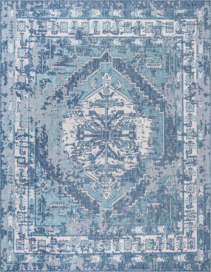 Detail image of 13' x 13' Easy-Clean Traditional Indoor / Outdoor Square Rug