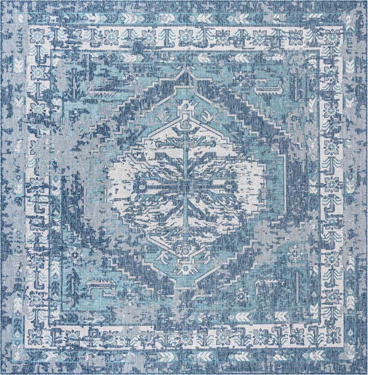 13' x 13' Easy-Clean Traditional Indoor / Outdoor Square Rug