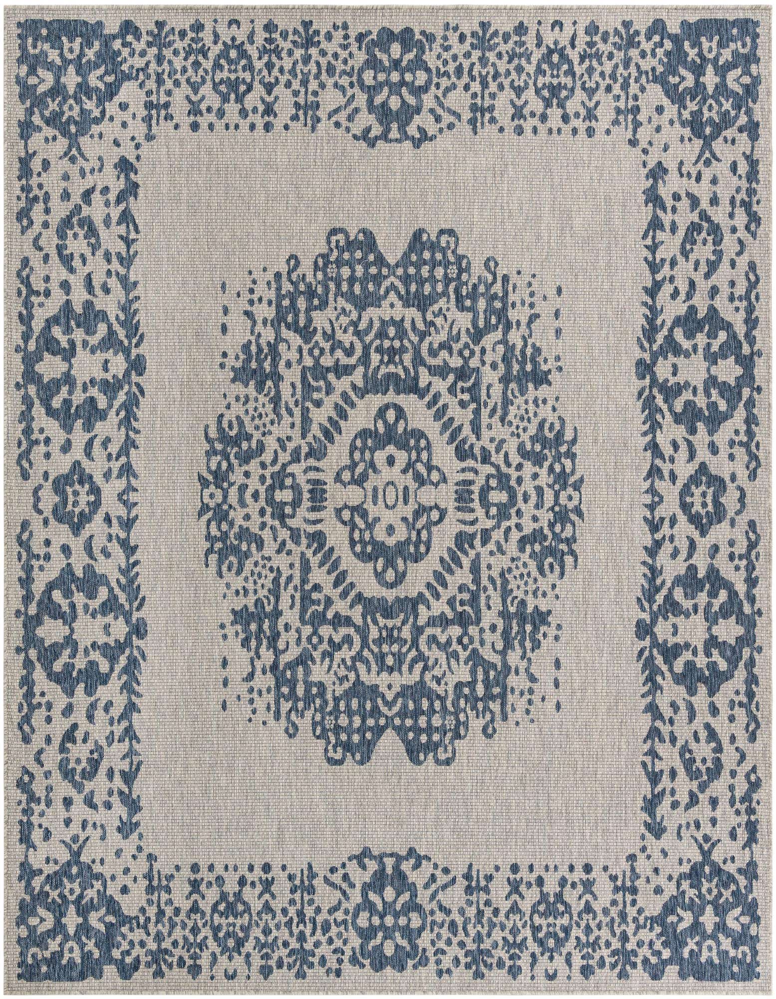 10' x 10' Easy-Clean Traditional Indoor / Outdoor Square Rug