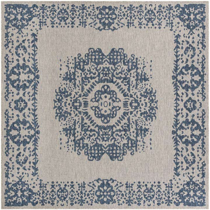 10' x 10' Easy-Clean Traditional Indoor / Outdoor Square Rug