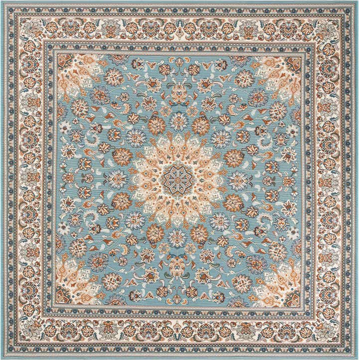 7' 10 x 7' 10 Easy-Clean Traditional Indoor / Outdoor Square Rug