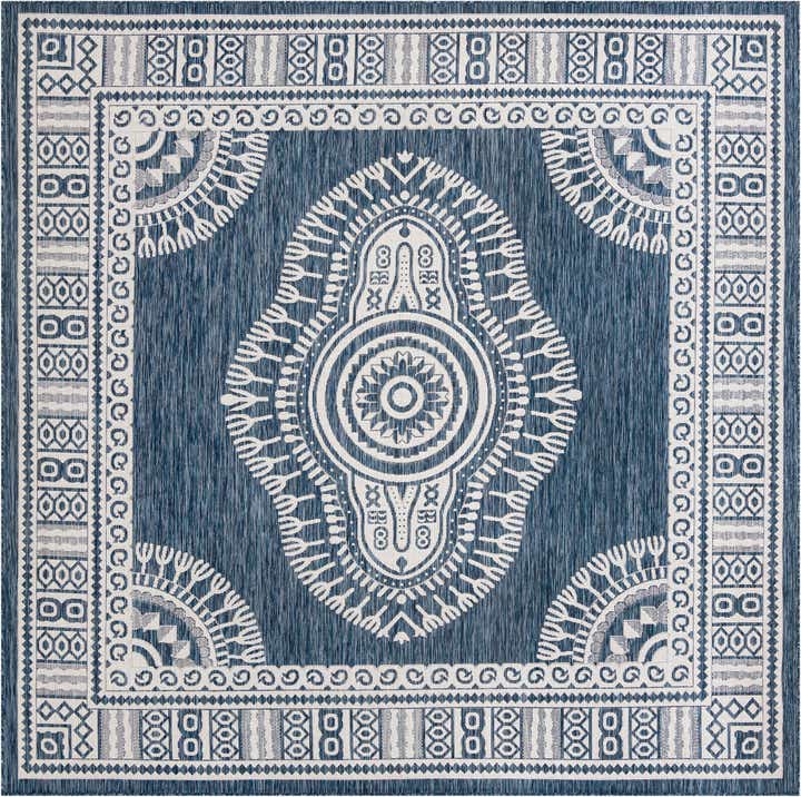 10' x 10' Easy-Clean Traditional Indoor / Outdoor Square Rug