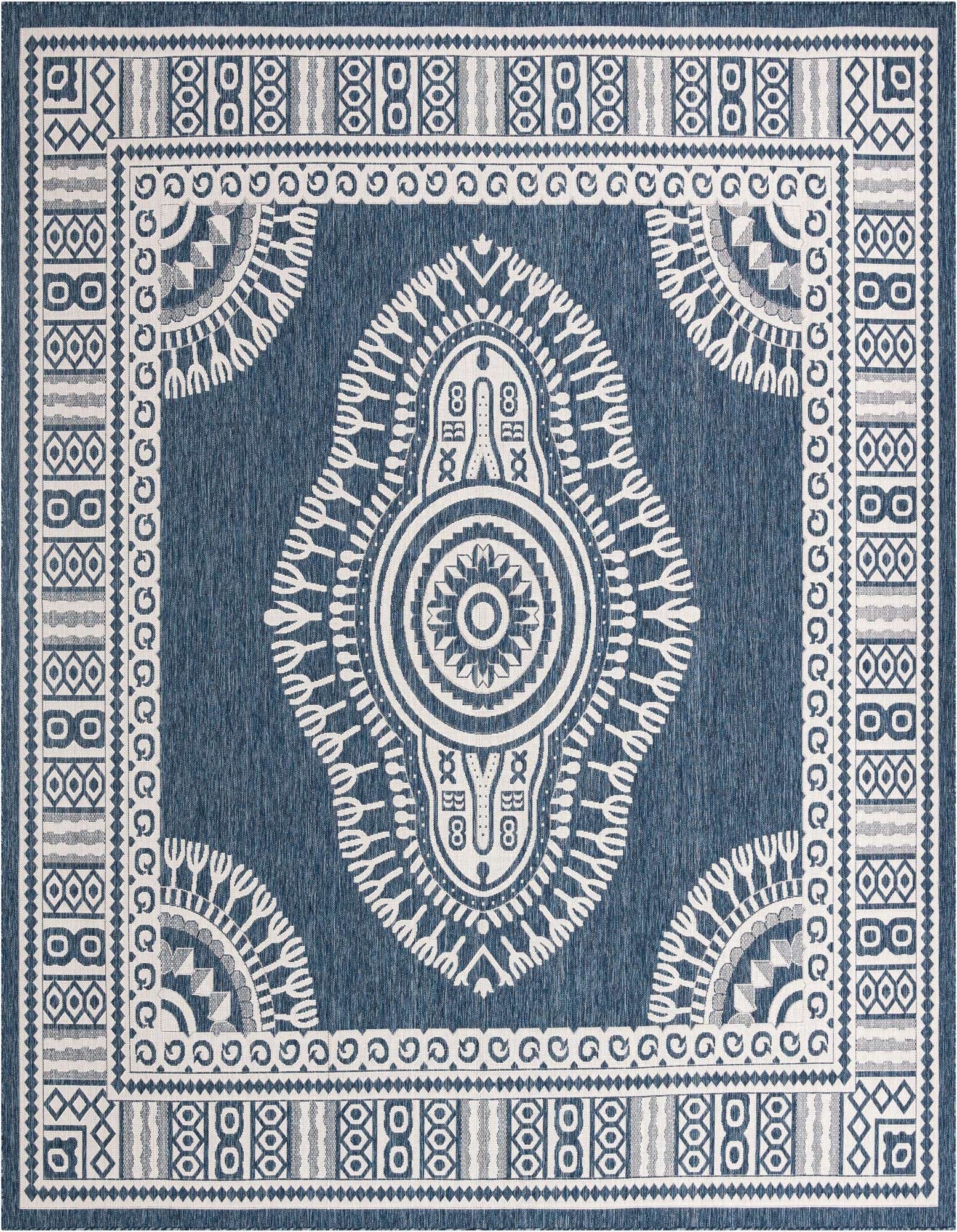 12' x 12' Easy-Clean Traditional Indoor / Outdoor Square Rug