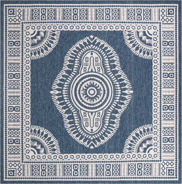 12' x 12' Easy-Clean Traditional Indoor / Outdoor Square Rug