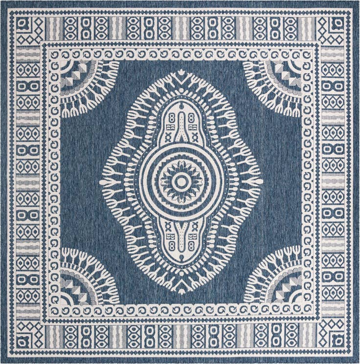 Detail image of 12' x 12' Easy-Clean Traditional Indoor / Outdoor Square Rug