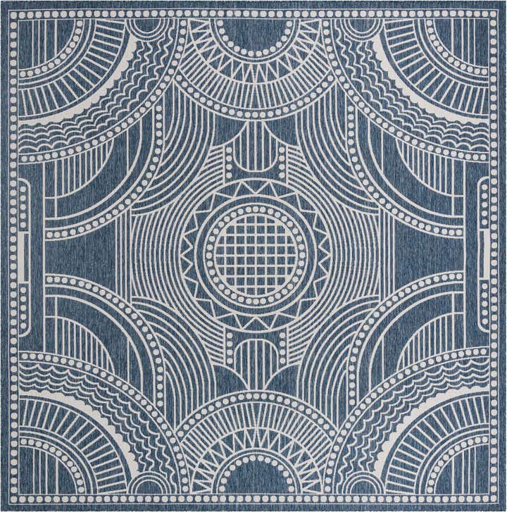 12' x 12' Easy-Clean Traditional Indoor / Outdoor Square Rug