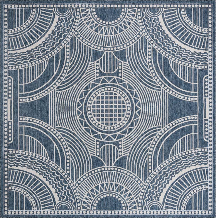 Detail image of 12' x 12' Easy-Clean Traditional Indoor / Outdoor Square Rug