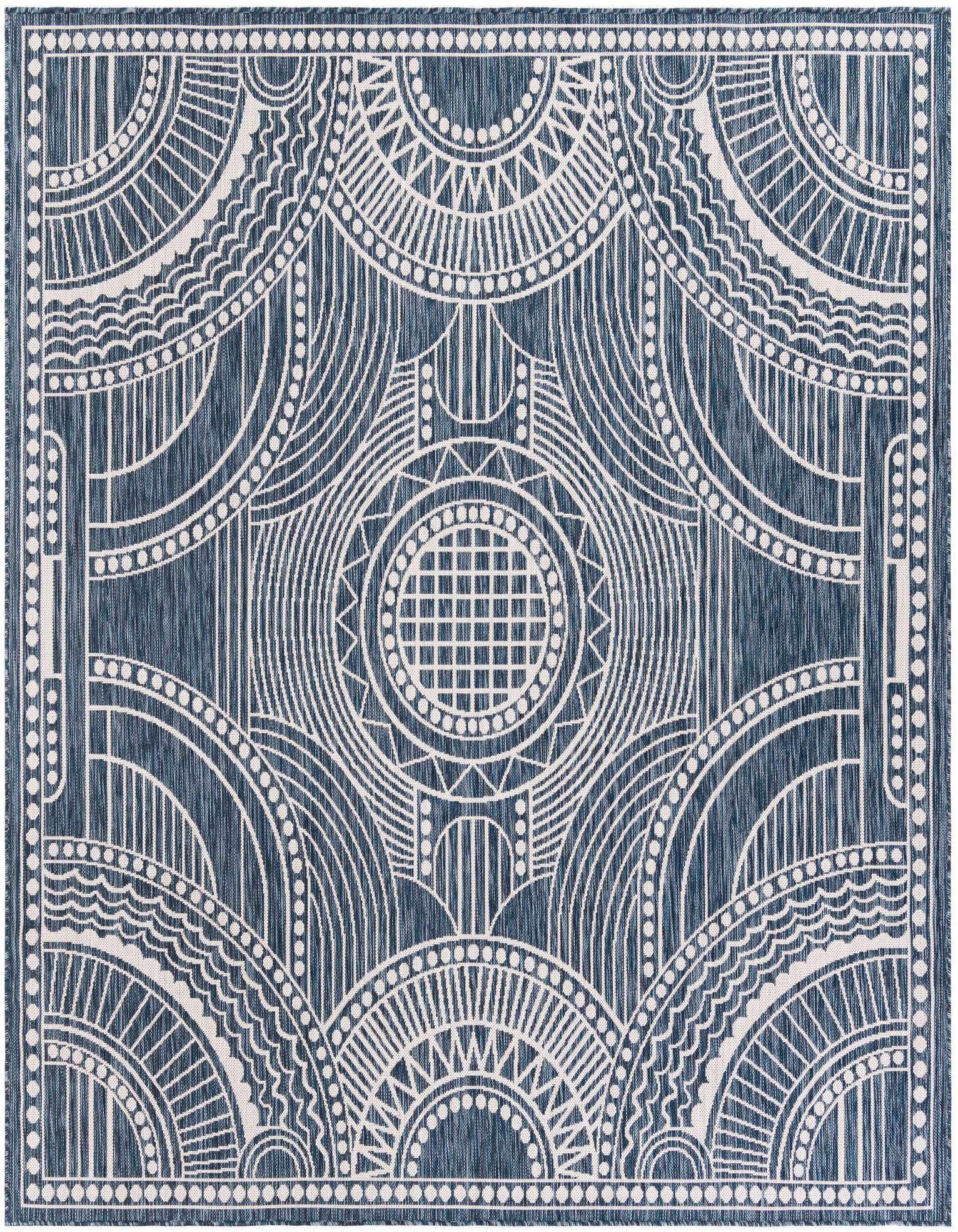 7' 10 x 7' 10 Easy-Clean Traditional Indoor / Outdoor Square Rug