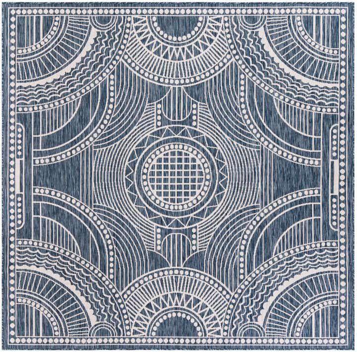 7' 10 x 7' 10 Easy-Clean Traditional Indoor / Outdoor Square Rug