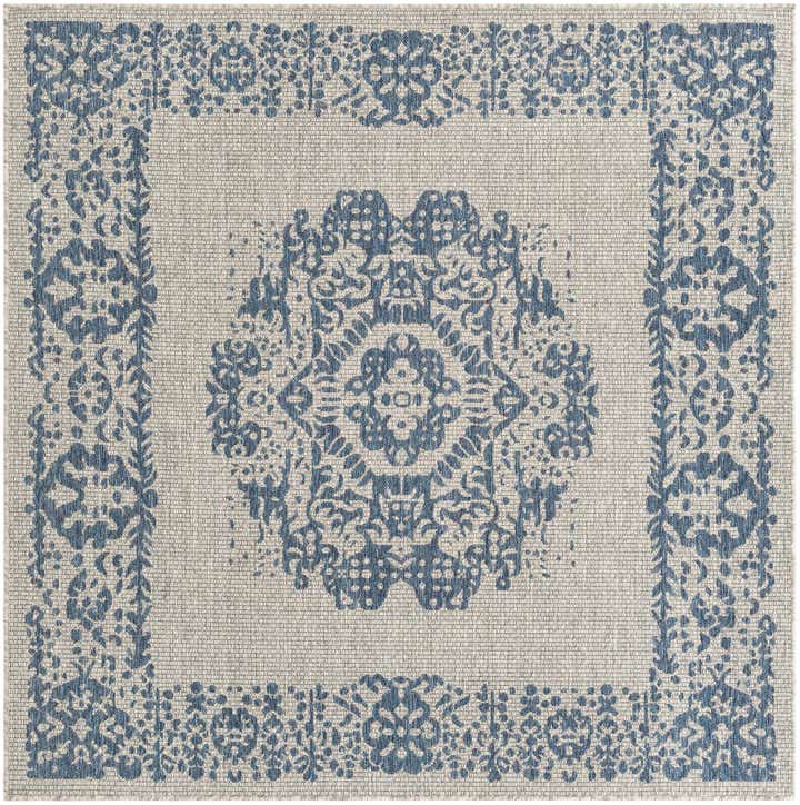 6' x 6' Easy-Clean Traditional Indoor / Outdoor Square Rug
