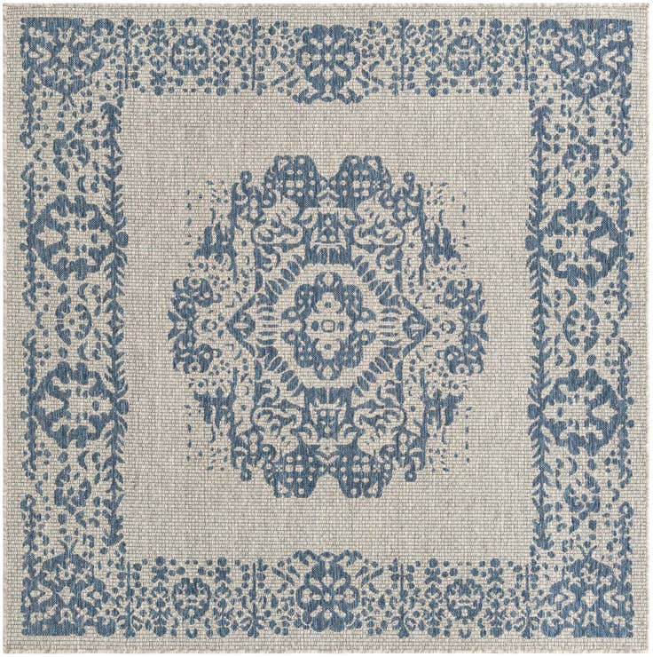 Detail image of 6' x 6' Easy-Clean Traditional Indoor / Outdoor Square Rug