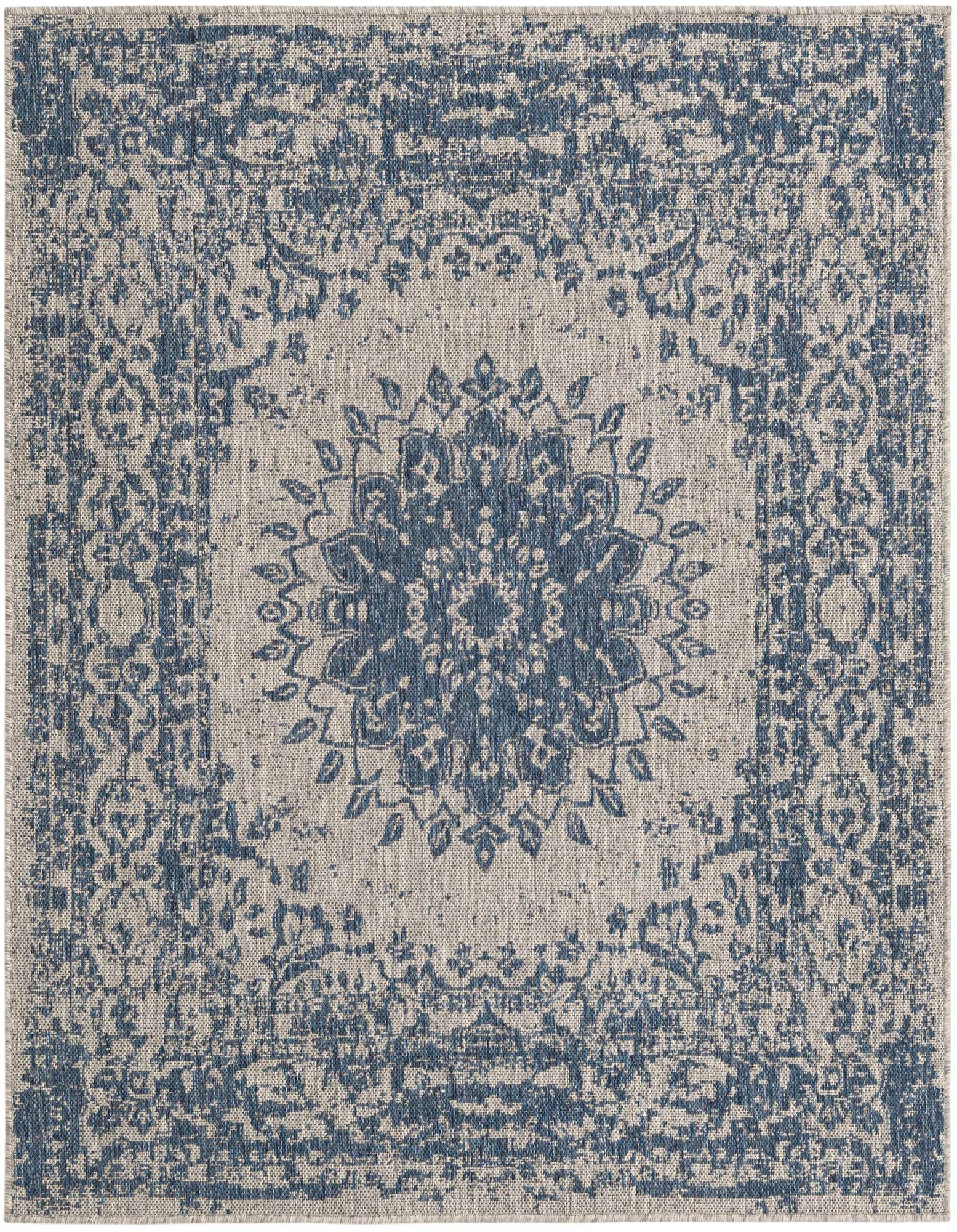 5' 3 x 5' 3 Easy-Clean Traditional Indoor / Outdoor Square Rug