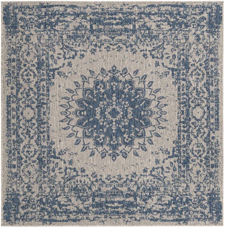 Detail image of 5' 3 x 5' 3 Easy-Clean Traditional Indoor / Outdoor Square Rug