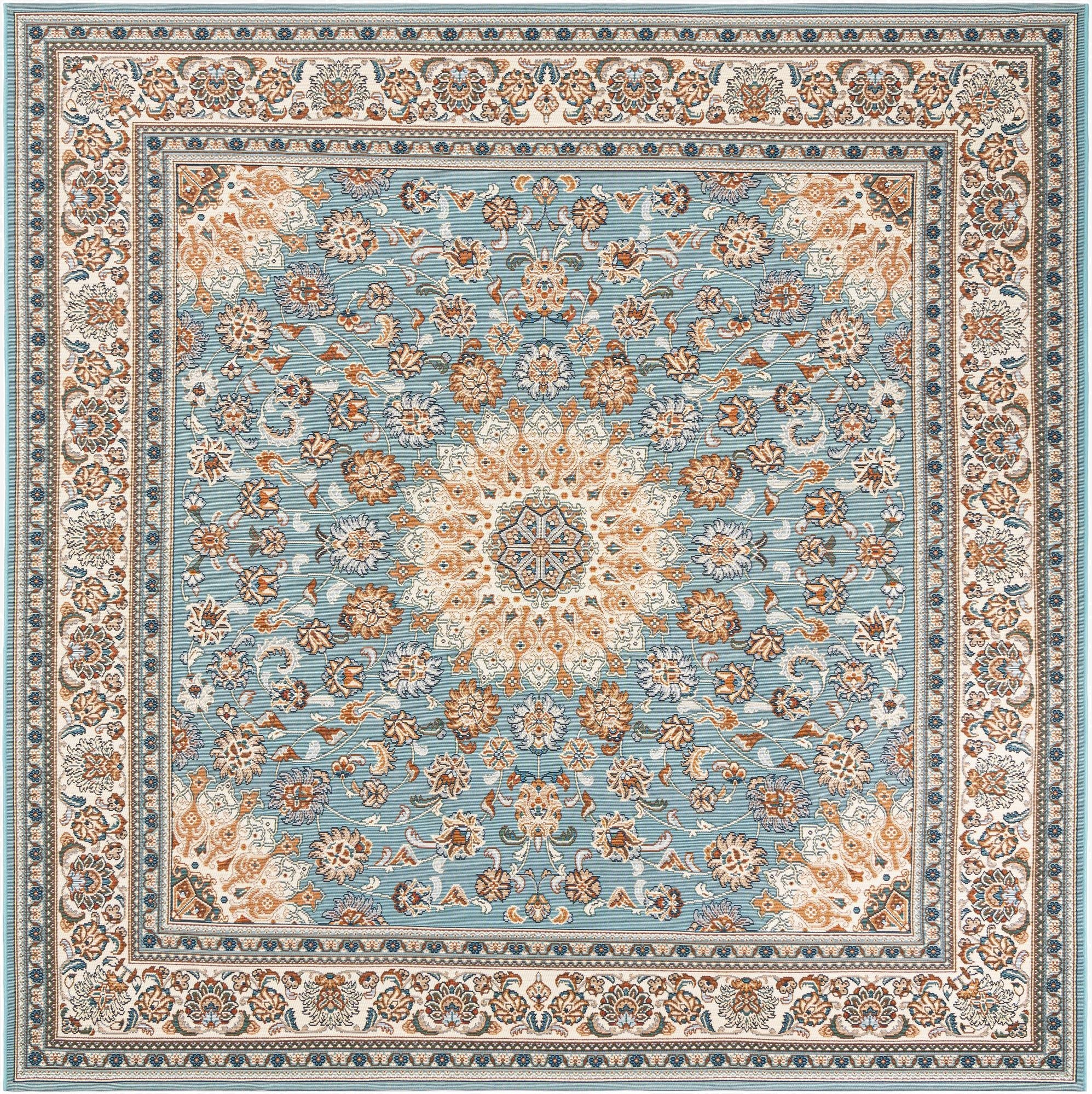 7' 10 x 7' 10  Washable Traditional Indoor / Outdoor Square Rug