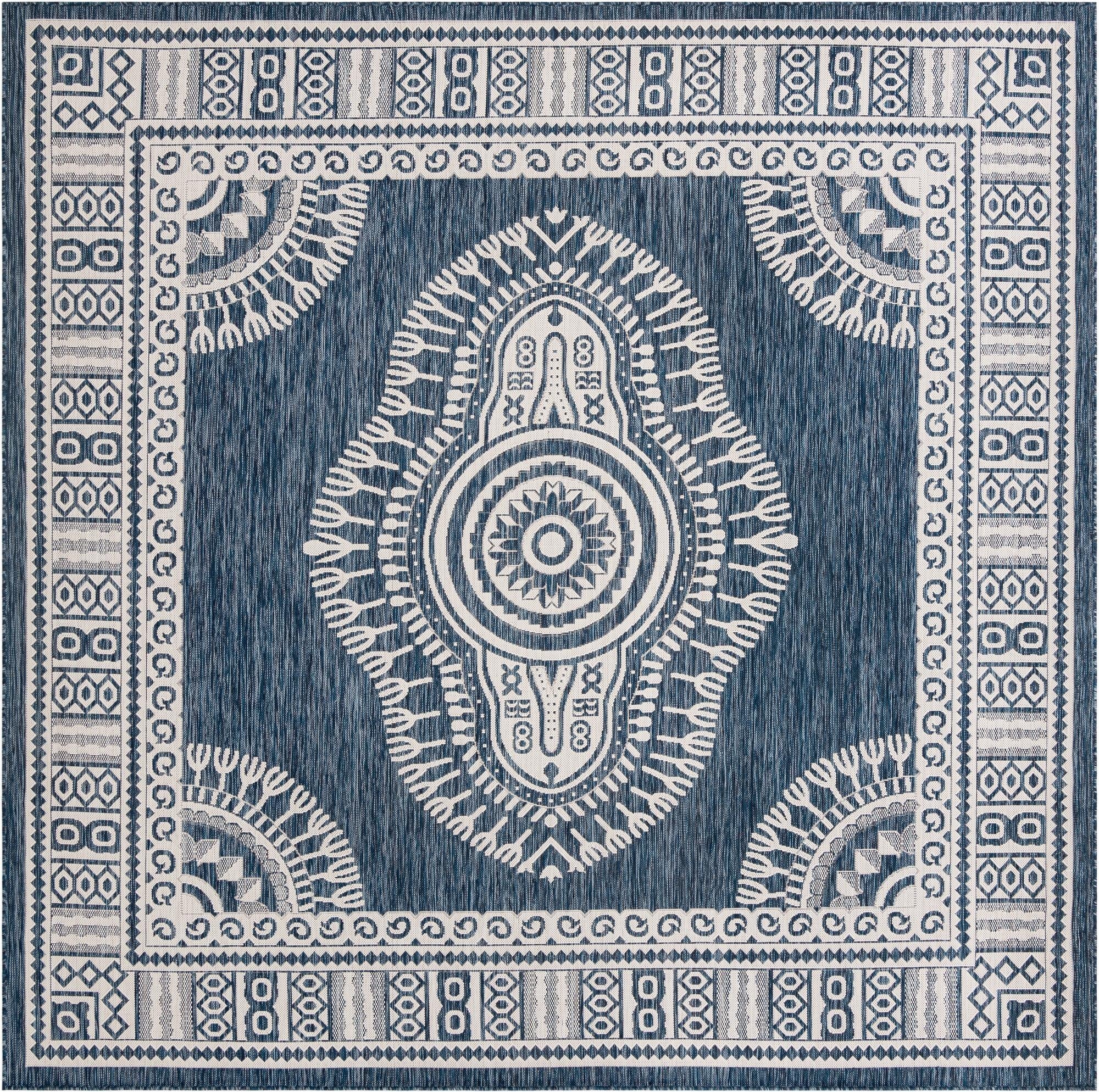 10' x 10'  Washable Traditional Indoor / Outdoor Square Rug