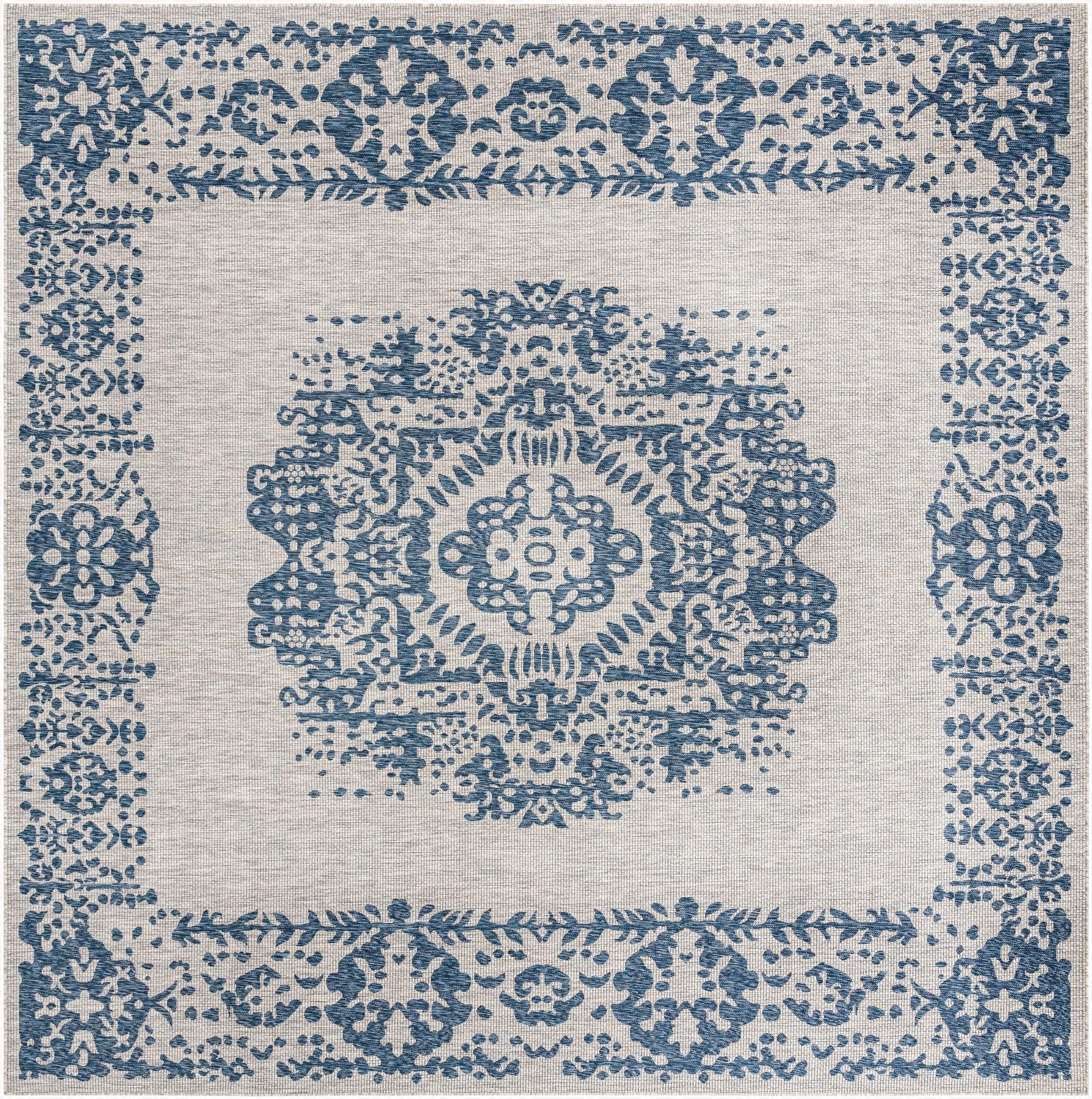 13' x 13'  Washable Traditional Indoor / Outdoor Square Rug